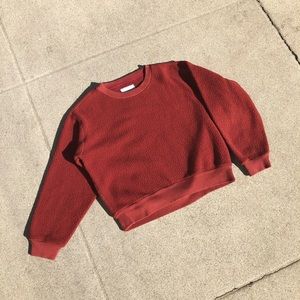 Everlane red fuzzy crew neck pullover sweater